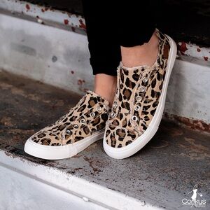 Canvas Leopard Distress Sneakers Size 6